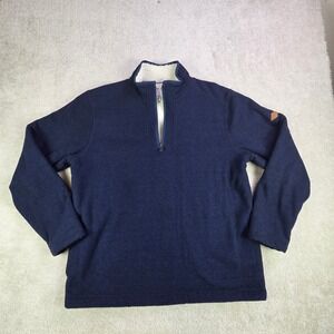 ORVIS Men's Navy Blue Sherpa Lined Quarter Zip Pullover Sweater Size L